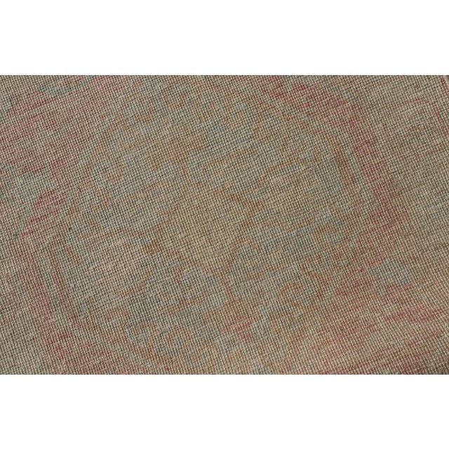 Modern Hand Knotted Oushak Runner With Medallions in Pink's and Creams For Sale - Image 10 of 11