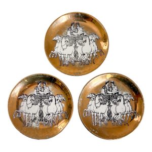1960s Fornasetti 'Romulus and Remus' Themed Ceramic Coasters- Set of 3