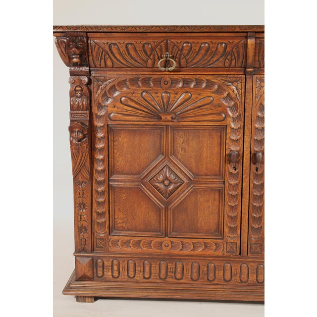 Baroque Style Oak Credenza For Sale In Los Angeles - Image 6 of 14