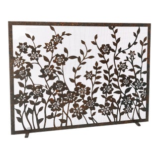 Tobacco Lacey Floral Fireplace Screen For Sale
