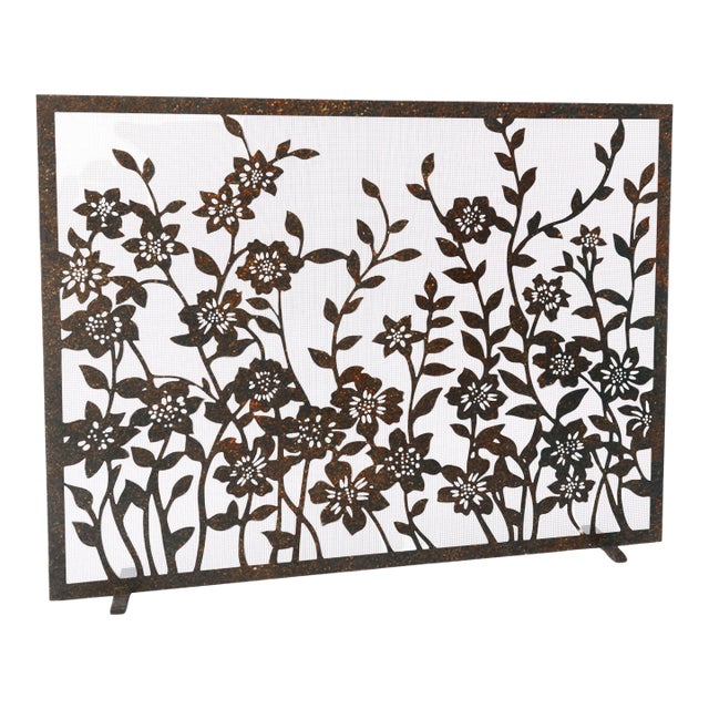 Tobacco Lacey Floral Fireplace Screen For Sale