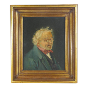 Art Panting Max Gaisser Portrait of Gentleman Oil on Panel Antique Gold Framed