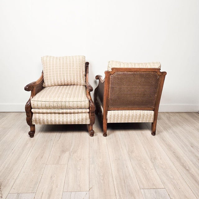 Pair of Edwardian Caned Club Chairs, Circa 1920 For Sale - Image 4 of 11