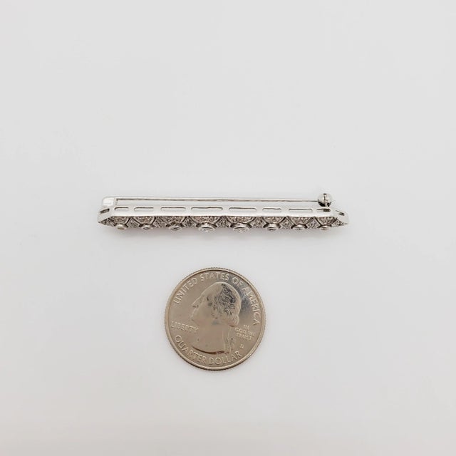 White Diamond Estate Brooch in 18k White Gold For Sale In Los Angeles - Image 6 of 8