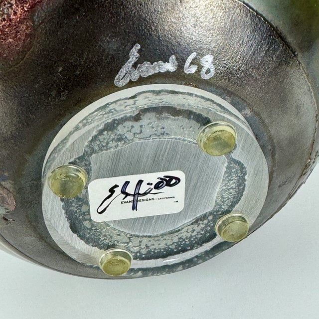 Green Vintage Tony Evans Raku Ceramic Sphere on Lucite Base C1968 For Sale - Image 8 of 9