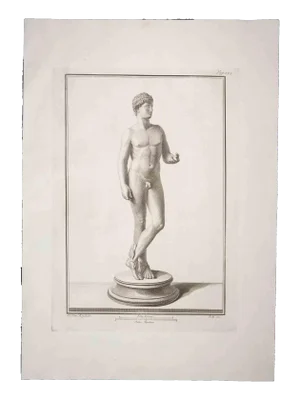 Carlo Nolli, Hermes as Ancient Roman Statue, Original Etching, 18th Century