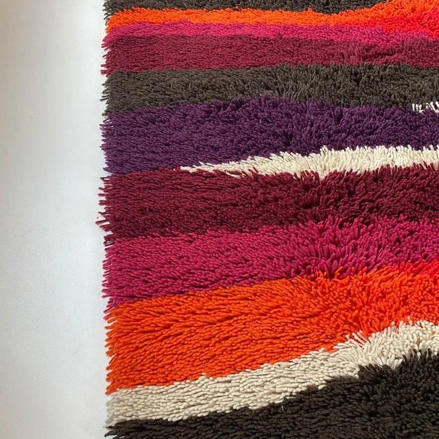 Vintage Dutch Colorful Stripes Panton Style High Pile Rug by Desso, 1970s For Sale - Image 15 of 18
