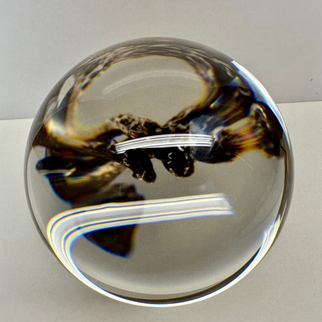 Rare Steuben Crystal Gazing Ball on Sterling Silver Wave Stand #1036 Signed 5.5” For Sale - Image 14 of 15