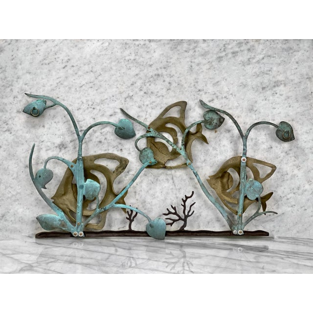 Mid-Century Modern Mid-Century Oceanic Reef Fish Brass & Copper Wall Hanging Sculpture For Sale - Image 3 of 11
