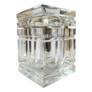 Large Vintage Lucite Ice Bucket With Swivel Lid, Attributed to Alessandro Albrizzi, Italy, C. 1970s For Sale