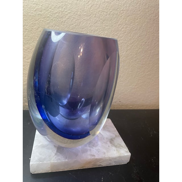 Italian Late 20th Century Stunning Favio Poli for Seguso Murano Italy 7” Faceted Sommerso Vase For Sale - Image 3 of 9
