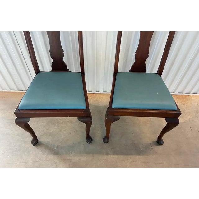 Queen Anne Early Twentieth Century Classic Traditional Queen Anne Armless Dining Chairs, Splat Back With Slip Seats For Sale - Image 3 of 8
