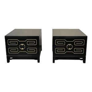 Pair of Mid-Century Modern Nightstands / Dressers, Greek Key, Mastercraft Style