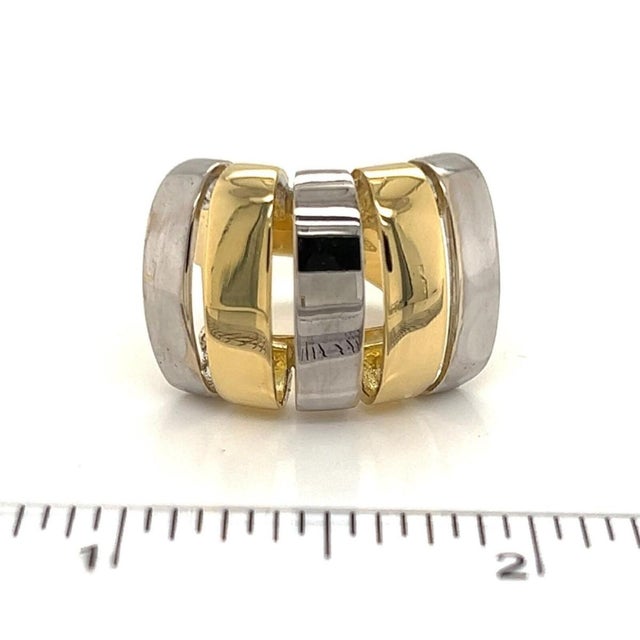 Mid 20th Century Mid 20th Century Modern 18k Two Tone Gold Open Wide Band Ring - Size 5.5 For Sale - Image 5 of 5