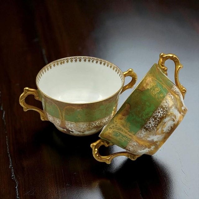 Pair of Antique 1800s Gda Limoges (Gerard, Dufraisseix & Abbot) Bouillon / Cream Soup Cups Rare For Sale - Image 18 of 18