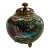 Vintage Chinese Cloisonné Covered Jar or Incense Pot, Phoenix Motif, Hand-Enameled Brass For Sale