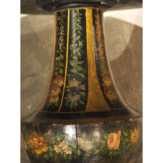 French Polychrome Painted and Ebonized 19th Century Napoleon III Pedestal Table For Sale - Image 13 of 18