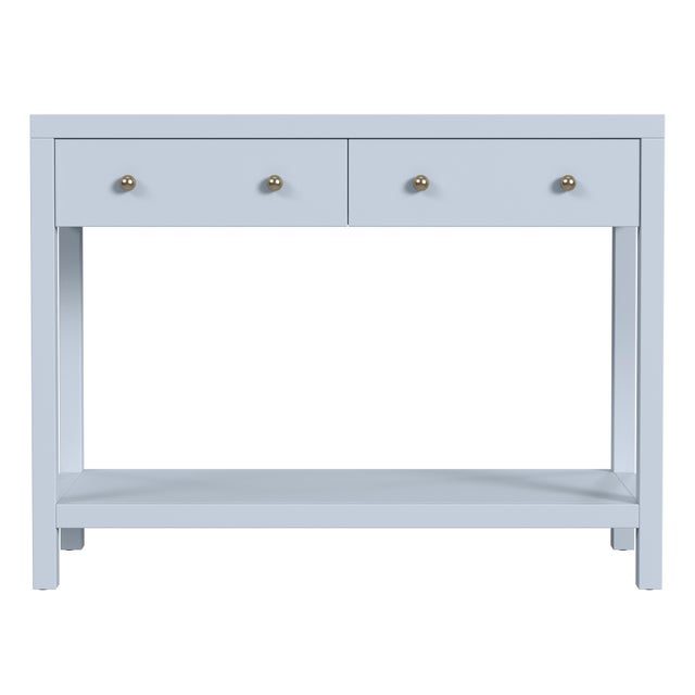 Spritely Home Accent Furniture Nora 40 in. W Rectangular Wood 2 Drawer Console Table with Lower Open Shelf, Light Blue For Sale - Image 4 of 8