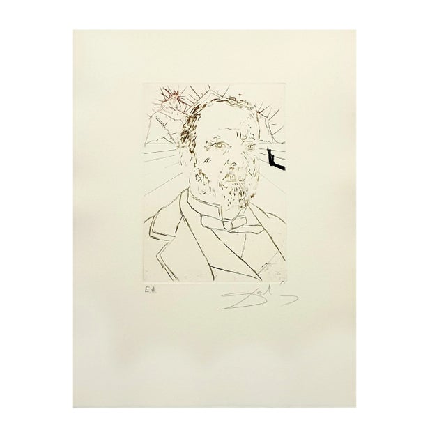 Salvador dali - louis pasteur - original hand signed engraving dimensions: 17.5 x 12.5 cm 1970 signed in pencil ea jean...