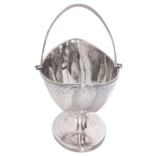 Metal Antique English Sterling Silver Georgian Engraved Sugar Basket Bowl London 1790 For Sale - Image 7 of 11