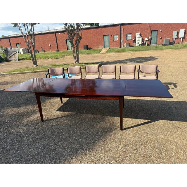 Mid-Century Modern 1970s Skovby Møbelfabrik Brazilian Rosewood Dining Set of 7 For Sale - Image 3 of 12