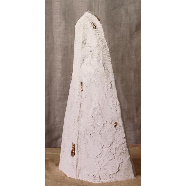 Talisman Sculpture #1 in Sandy Stoneware with Bronze Inlays by Margaux Leycuras. One of a Kind, Signed and numbered....