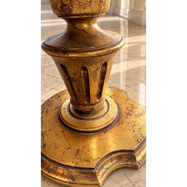 Pair of Neoclassical Giltwood Marble-Top Pedestal Plant Stands For Sale - Image 9 of 14