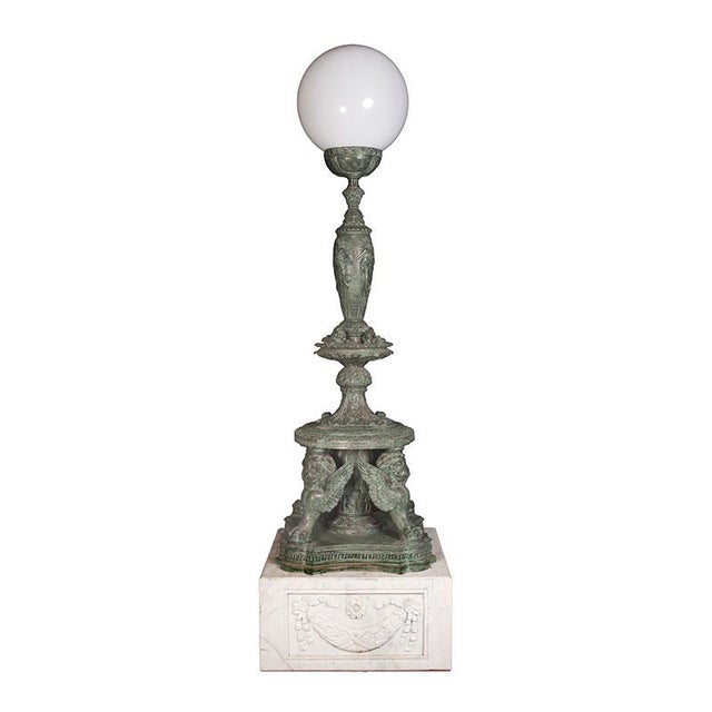Bronze Lamps on Marble Base, 1980s, Set of 2 For Sale - Image 11 of 12