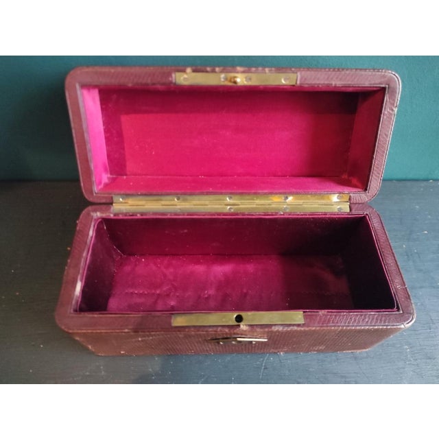 Antique French Jewellery Box in Leather and Silver For Sale - Image 10 of 11