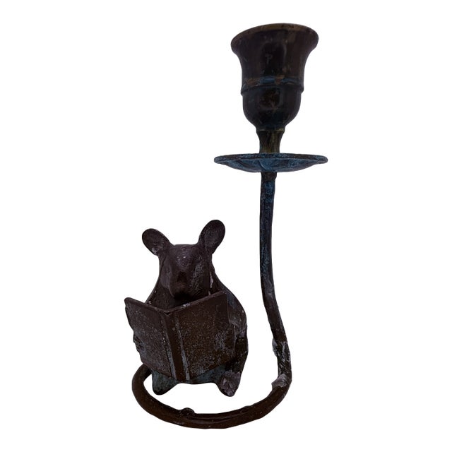Late 20th Century Brass Mouse Candlestick Holder For Sale