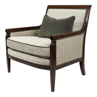 Walnut Baker Gray Armchair For Sale