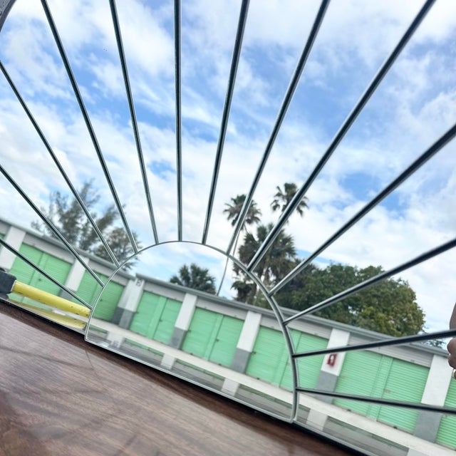 Vintage Decorative Art Deco Sculpted Fan Mirror For Sale - Image 4 of 6