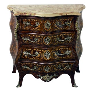Louis XV Bombe Commode with Marquetry Inlays, 1880s For Sale