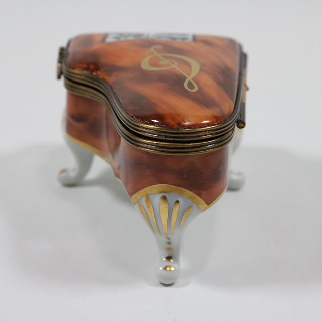Mid 20th Century Mid 20th Century Limoges Wood Grain Grand Piano Trinket Box For Sale - Image 5 of 13