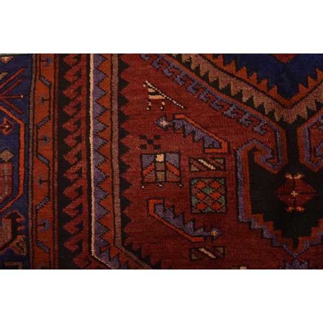 Hamedan Rug 4’6” X 8′ Red Wool Vintage Tribal Hand-Knotted Oriental Carpet For Sale - Image 9 of 13