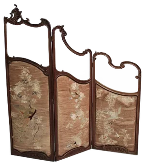 Antique Louis XV Style Walnut and Glass Screen