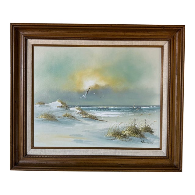 Vintage Remington Coastal Seascape Oil on Canvas Painting – Framed For Sale