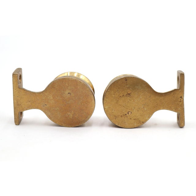 Traditional Pair of Reclaimed Surface Mount Towel Bar Brass Brackets For Sale - Image 3 of 5