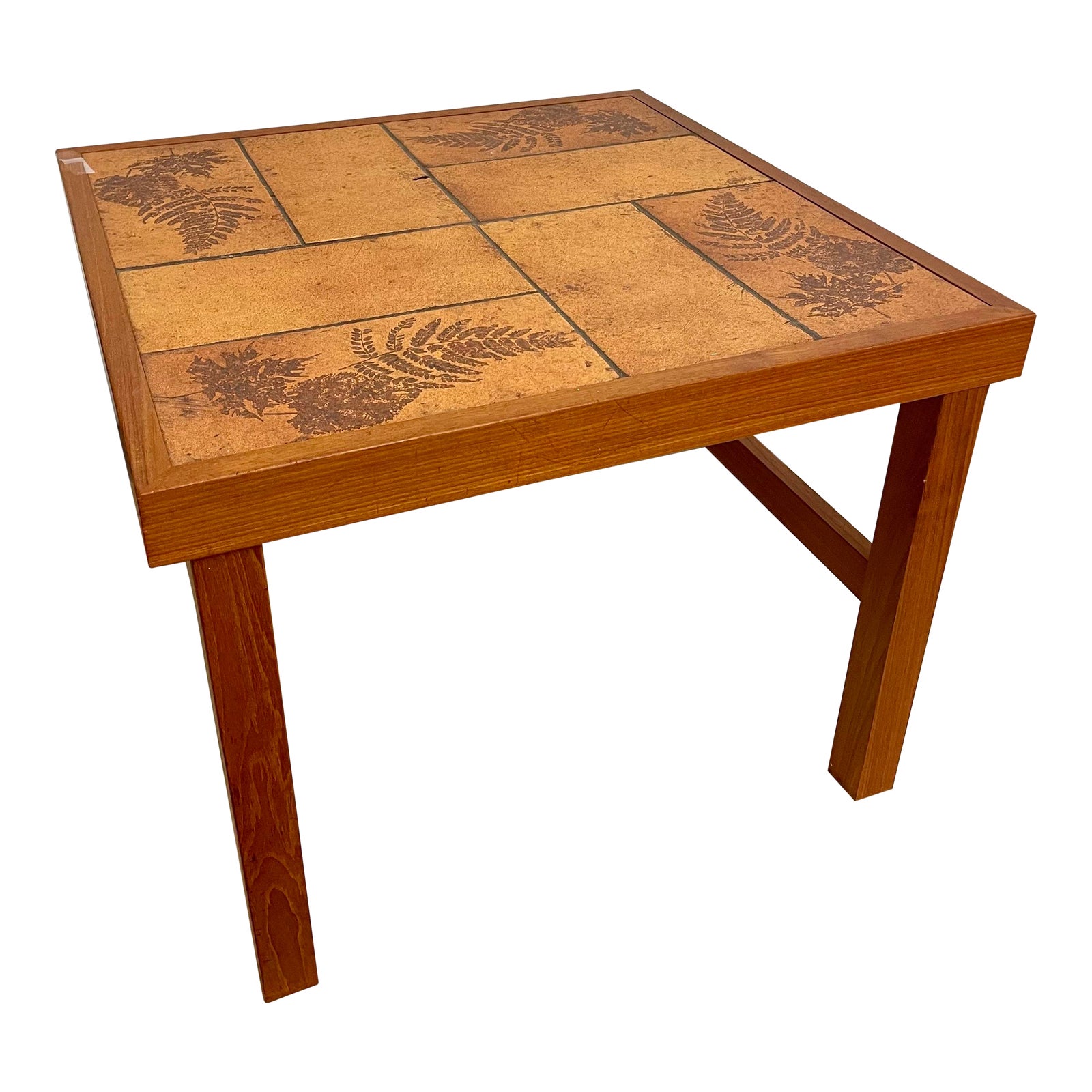 Mid 20th Century Danish Modern Tile Top Teak Wood Side Table Chairish