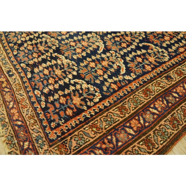 Navy Blue 1900s Navy Paisley Tribal Antique Persian Afshar Saddle Rug 3'2" X 3'4" Knotted Wool Carpet For Sale - Image 8 of 12