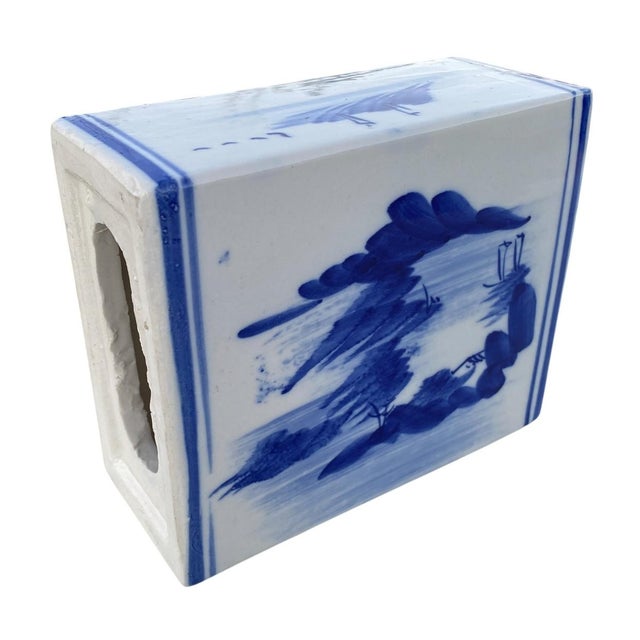 Late 19th Century Chinese Blue & White Porcelain Opium Pillow For Sale In San Francisco - Image 6 of 13