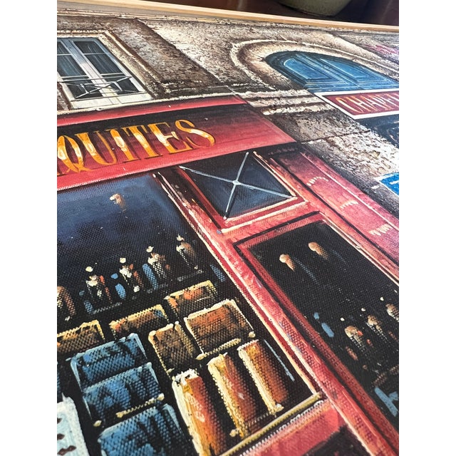 Paris Storefronts Original Oil Painting, Vintage Wood Frame For Sale - Image 13 of 16