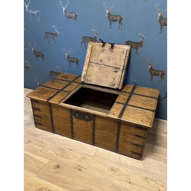 Antique Weathered Teak Chest, 1840 For Sale - Image 5 of 12