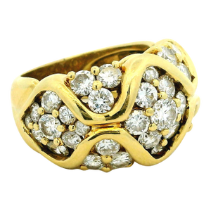 1990s Jose Hess 18k Gold 4.50 Carat Diamond Bombe Ring, Size 7