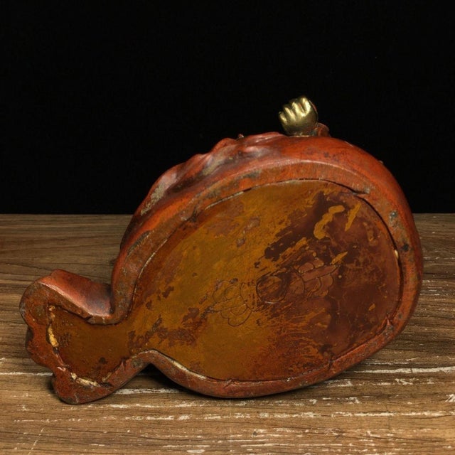 Vintage Gilt Patinated Bronze Laughing Buddha Sculpture With Coins and Ruyi Scepter For Sale - Image 9 of 9