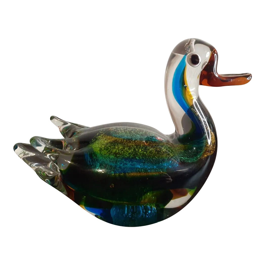 1960s Murano Multicolor Glass Duck Figurine | Chairish