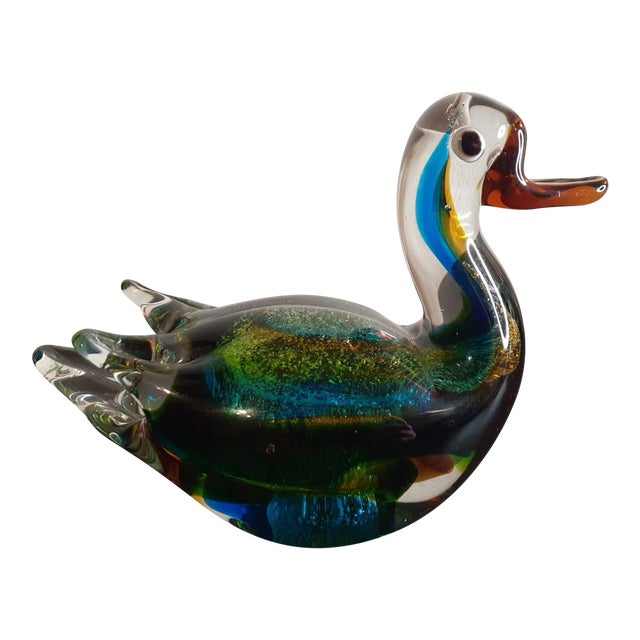 1960s Murano Multicolor Glass Duck Figurine | Chairish