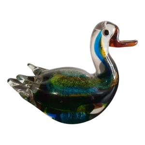 1960s Murano Multicolor Glass Duck Figurine