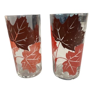 Vintage Fall Maple Leaf Highball Glasses For Sale