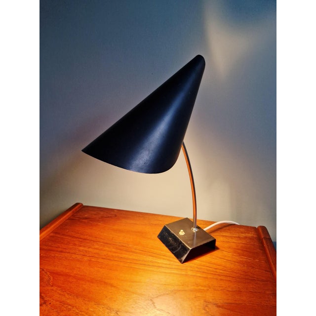 1950s Desk Lamp in Chromed Metal and Black Lacquer by Josef Hurka for Napako, 1950 For Sale - Image 5 of 15